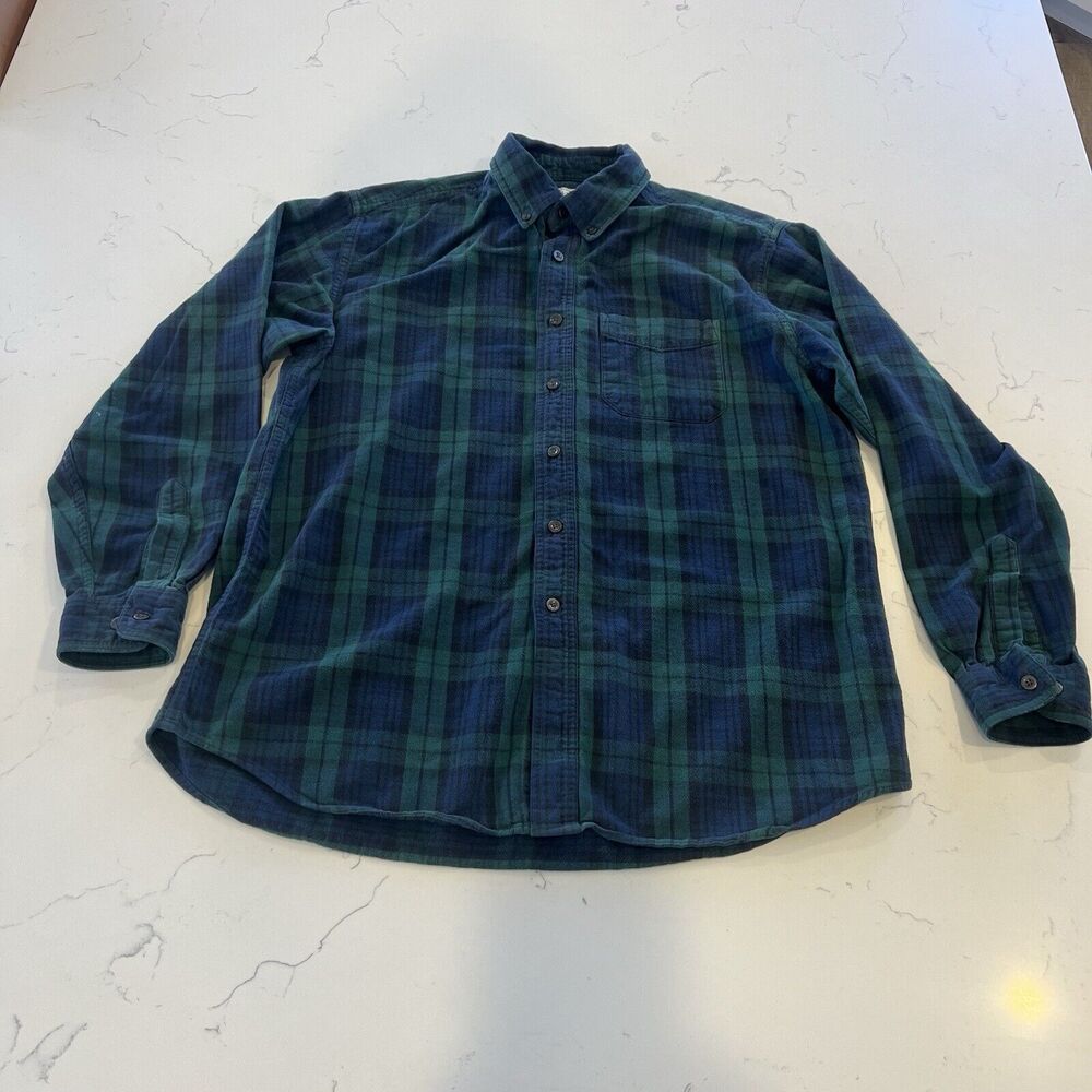 LL Bean Flannel Shirt‎ O BH4F Men’s Size L Scotch Plaid Vintage Preppy